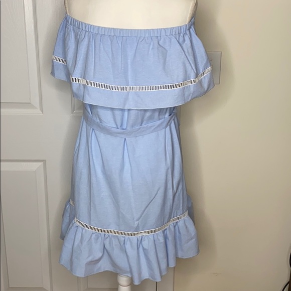 Strapless Light Blue Ruffle Dress - Picture 5 of 6